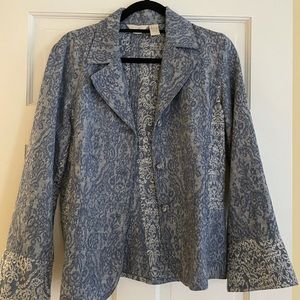 J Jill Jacquard Size 10 Blue Blazer